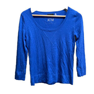 ATM Blue 100% Cashmere Long Sleeve Crew Neck‎ Women's Sweater Size Small